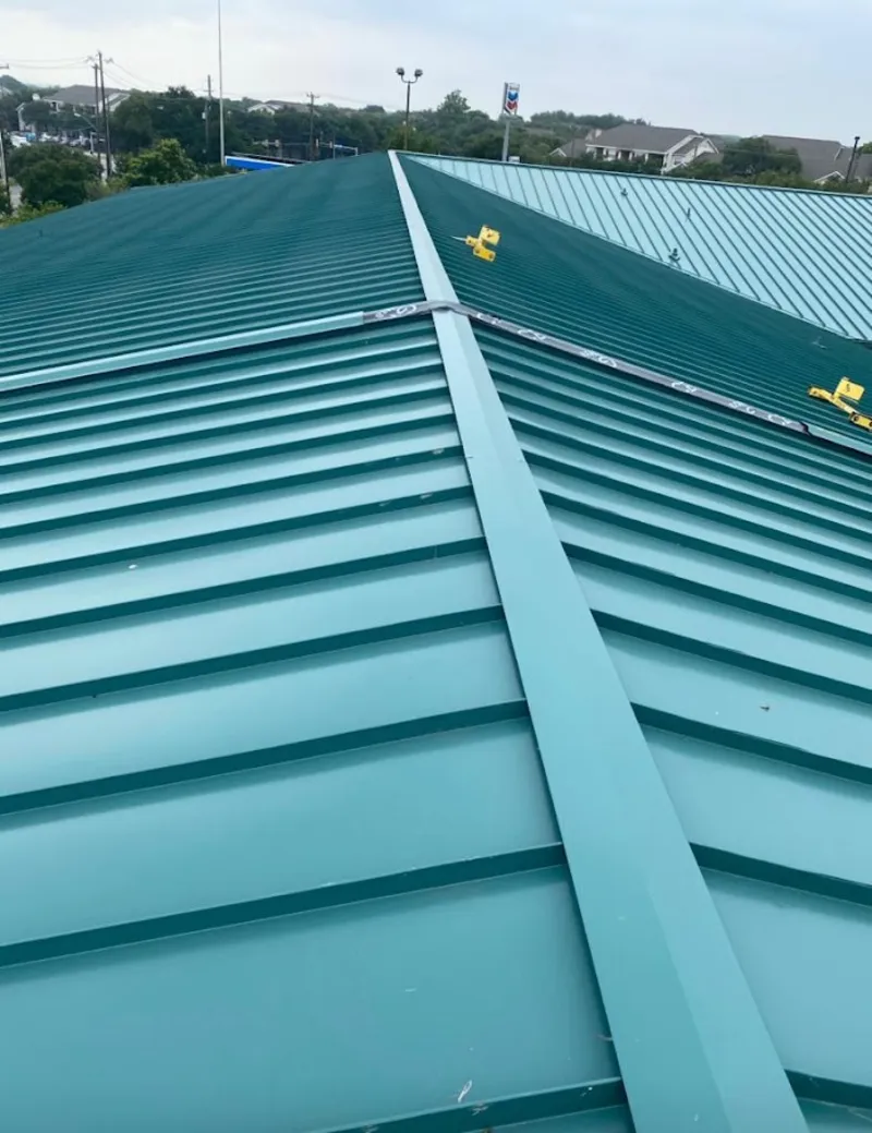 Green commercial metal roof ridge and valley for Metal Roof Repair in Haiku-Pauwela